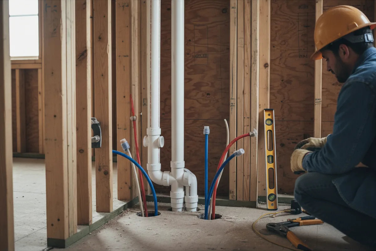 Drain and supply rough-in during Sump Pump Repair in Pinecliffe
