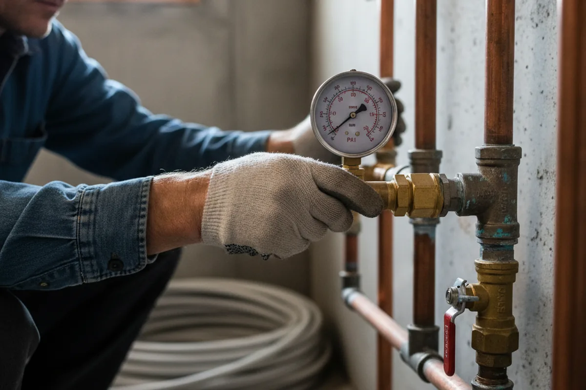 Pressure testing a repaired line during Water Line Repair in Pinecliffe